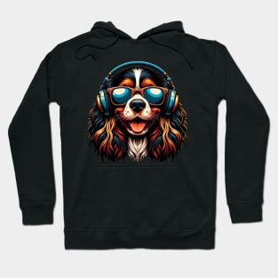 Grinning Boykin Spaniel as Smiling DJ with Sunglasses Hoodie